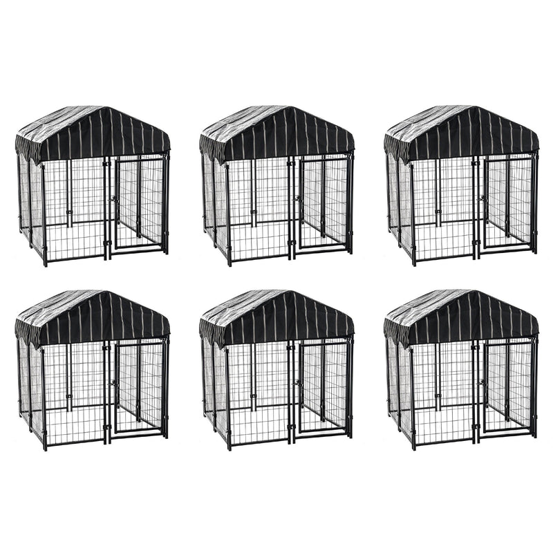 Lucky Dog 4 x 4.5 Ft Large Covered Wire Dog Fence Kennel Pet Play Pen, (6 Pack)