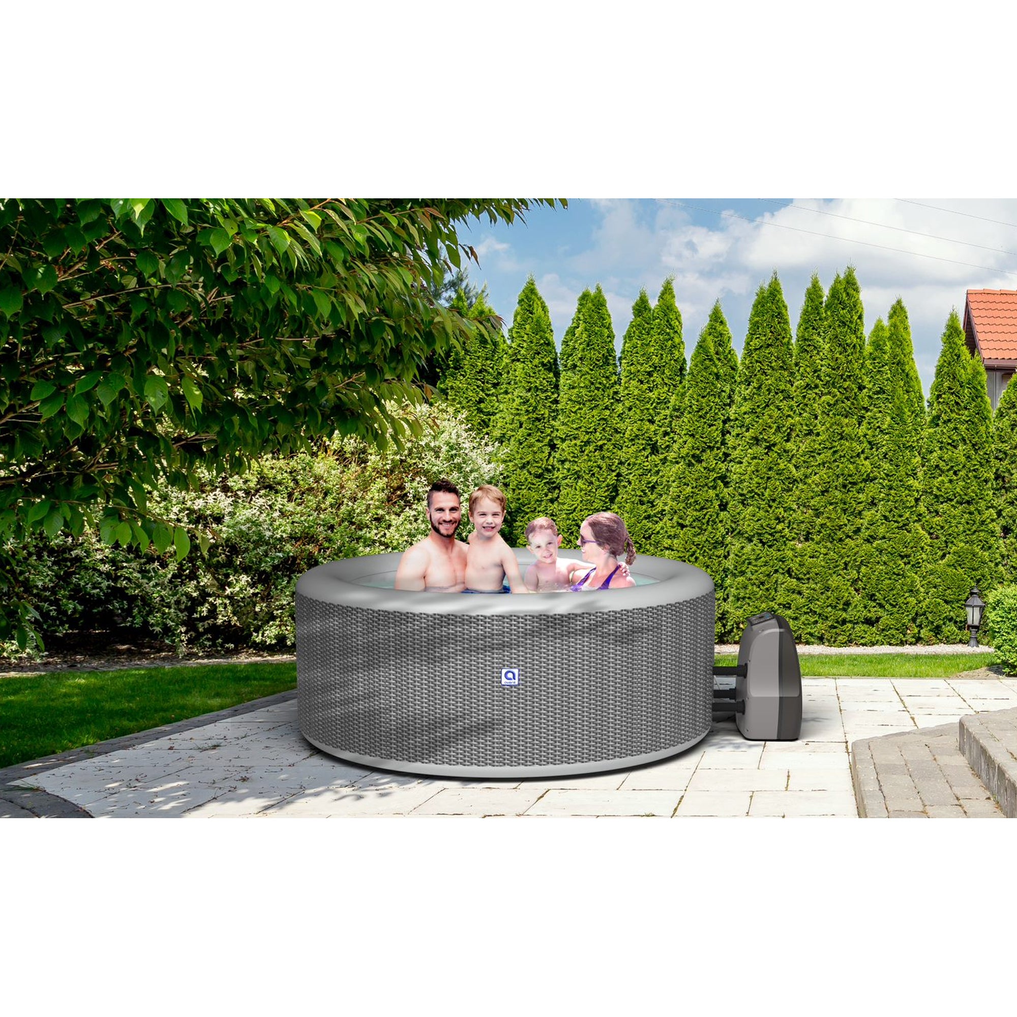 JLeisure Avenli 1,200 Liter 63 inch 6 Person Inflatable Round Hot Tub Spa, Gray - VMInnovations