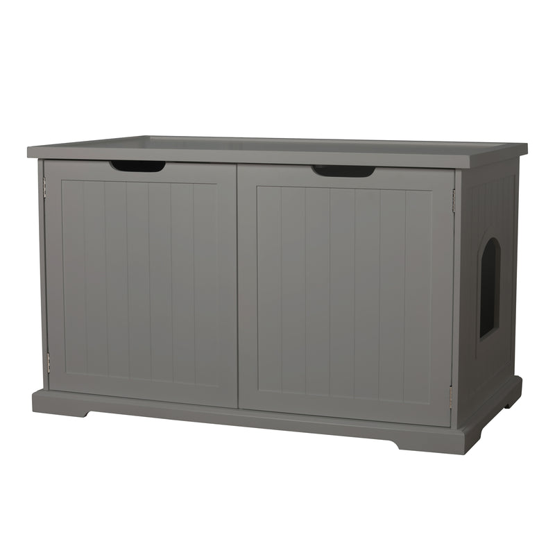 Merry Pet Cat Washroom Bench with Removable Partition Wall, Gray (For Parts)