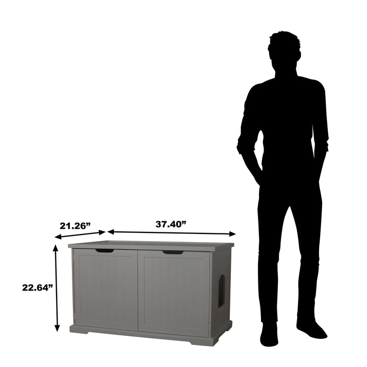 Merry Pet Cat Washroom Bench with Removable Partition Wall, Gray (Used) - VMInnovations