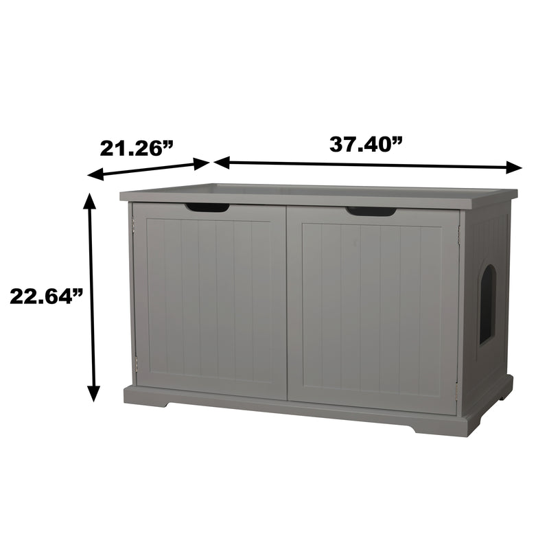 Merry Products Pet Cat Washroom Storage Bench w/Removable Partition Wall, Gray - VMInnovations