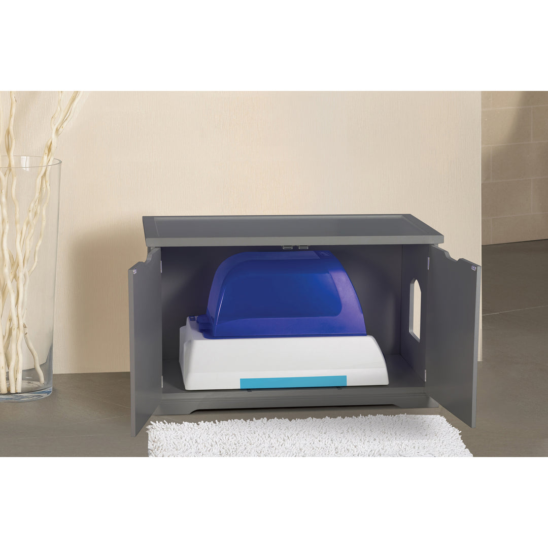 Merry Pet Cat Washroom Bench with Removable Partition Wall, Gray (Used) - VMInnovations