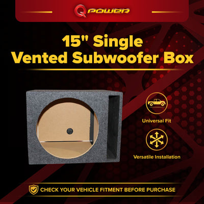 Q-Power 15" Single Vented Ported Car Audio Subwoofer Box Enclosure (Damaged)