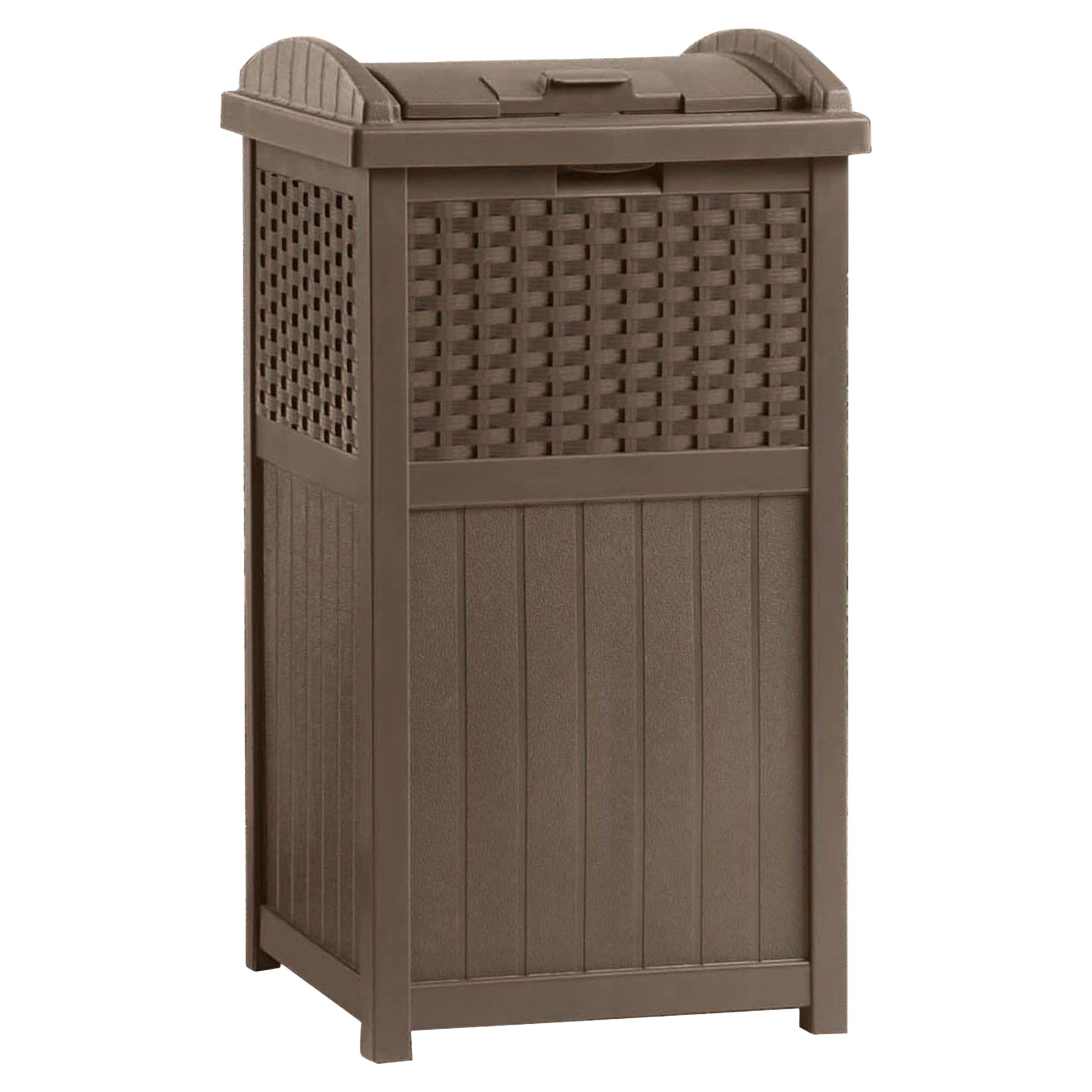 Suncast Trash Hideaway 33 Gallon Resin Wicker Outdoor Garbage Container (3 Pack) - VMInnovations