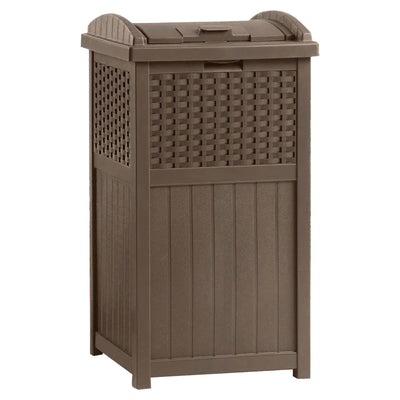 Suncast Trash Hideaway 33 Gallon Resin Wicker Outdoor Garbage Container (3 Pack) - VMInnovations