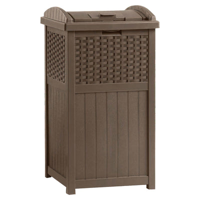 Suncast Trash Hideaway 33 Gallon Resin Wicker Outdoor Garbage Container (4 Pack)