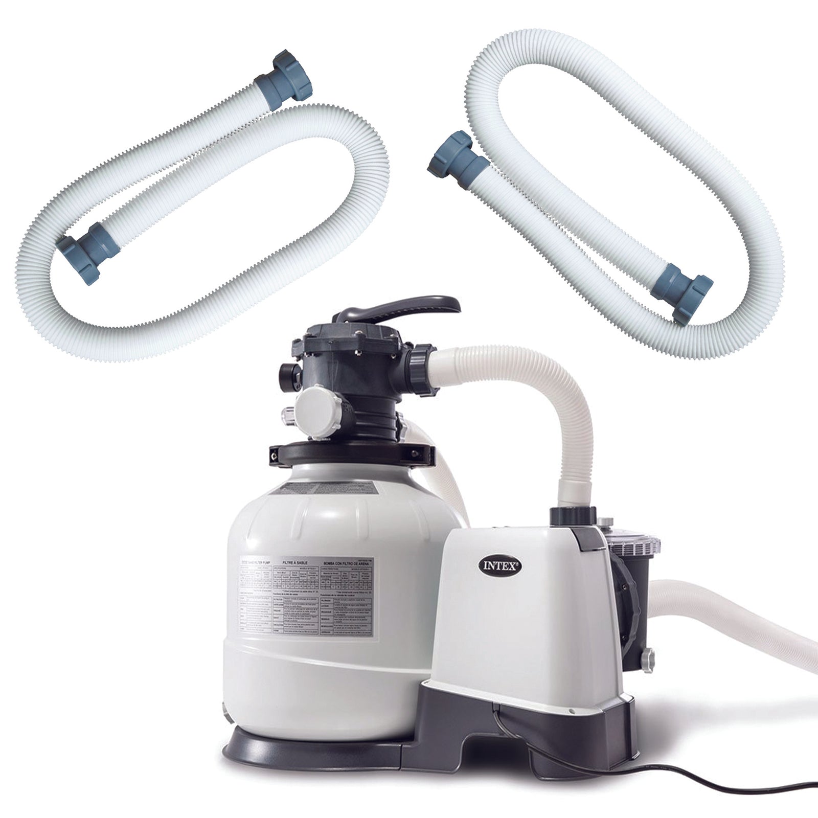 Intex Above Ground Pool Sand Filter Pump Bundled with Replacement Hose (2 Pack) - VMInnovations