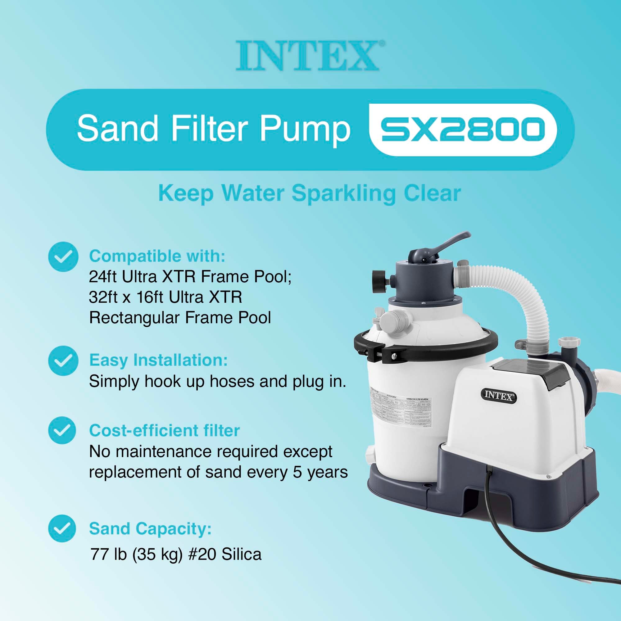 Intex Above Ground Pool Sand Filter Pump Bundled with Replacement Hose (2 Pack) - VMInnovations