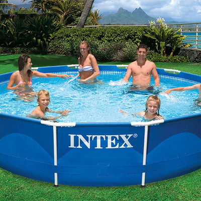 Intex 12ft x 30in Metal Frame Round Pool & Replacement Cartridge (12 Pack)