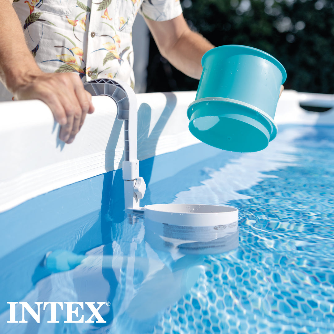 Intex Above Ground Pool Sand Filter Pump Bundled w/ Wall Mount Automatic Skimmer