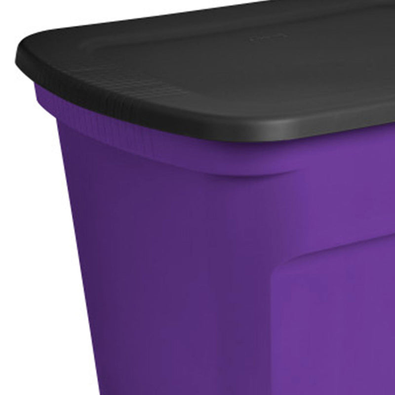 Sterilite 18 Gallon Storage Tote Stackable Plastic Bin with Lid, Purple, 8 Pack