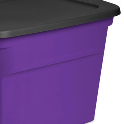 Sterilite 18 Gallon Storage Tote Stackable Plastic Bin with Lid, Purple, 8 Pack