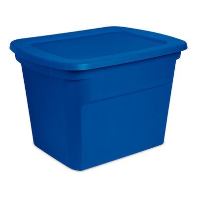 Sterilite 18 Gallon Plastic Stackable Storage Tote w/ Lid, Blue Morpho, 16 Pack