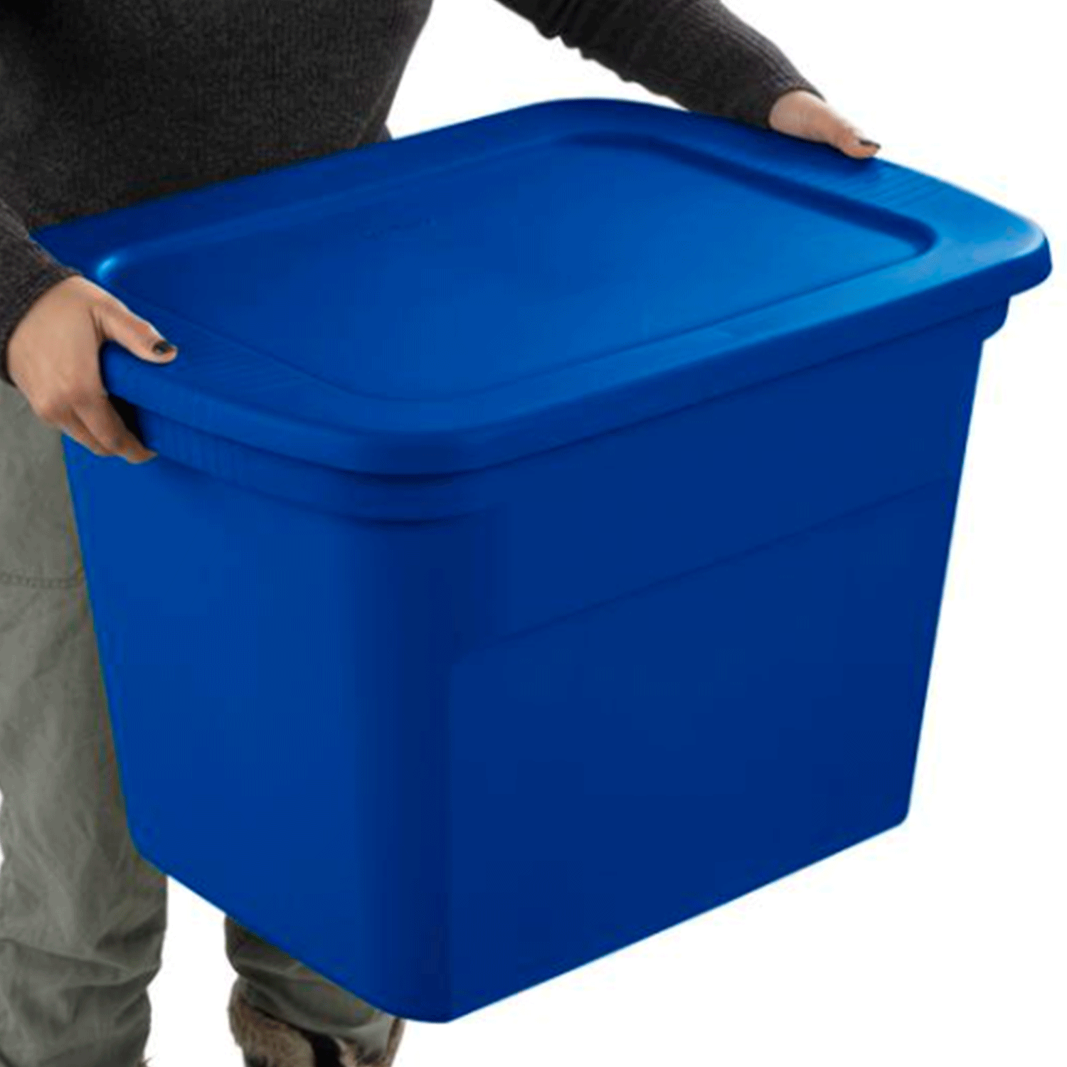 Sterilite 18 Gallon Plastic Stackable Storage Tote Container Box, Blue (8 Pack)