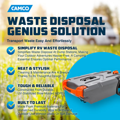 Camco Rhino Portable 21 Gallon RV Waste Tank Holding Hose & Accessories (2 Pack) - VMInnovations