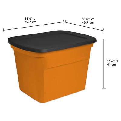 Sterilite 18 Gallon Orange Plastic Storage Container Bin Tote with Lid (16 Pack)