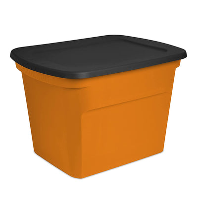 Sterilite 18 Gallon Orange Plastic Storage Container Bin Tote with Lid (16 Pack)