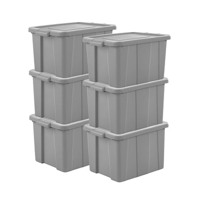 Sterilite Tuff1 18 Gallon Plastic Storage Tote Container Bin with Lid (6 Pack) - VMInnovations