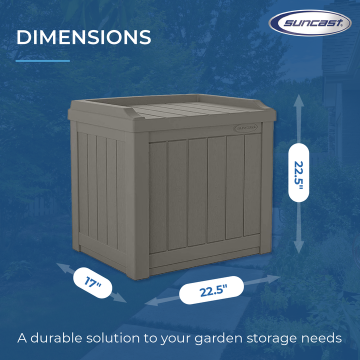 Suncast 22 Gallon Outdoor Patio Small Deck Box with Storage Seat, Stone (2 Pack)