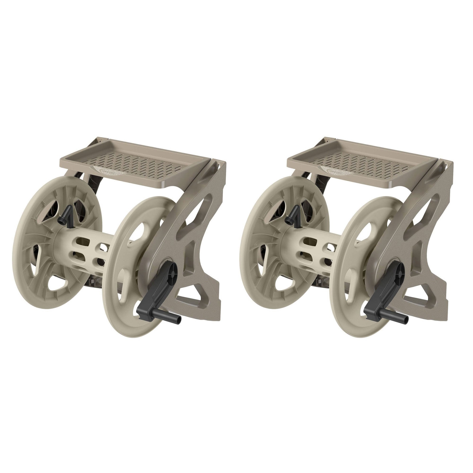 Suncast Handler 200 Foot Plastic Wall Mounted Outdoor Garden Hose Reel (2 Pack)