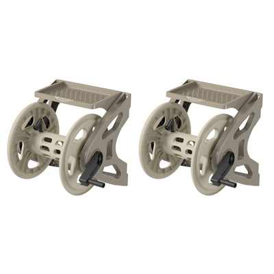 Suncast Handler 200 Foot Plastic Wall Mounted Outdoor Garden Hose Reel (2 Pack)