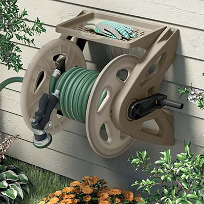Suncast Handler 200 Foot Plastic Wall Mounted Outdoor Garden Hose Reel (2 Pack)
