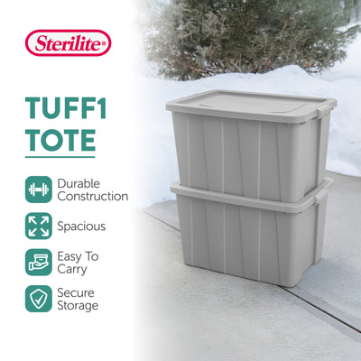 Sterilite Tuff1 30 Gallon Plastic Storage Tote Container Bin with Lid (8 Pack)