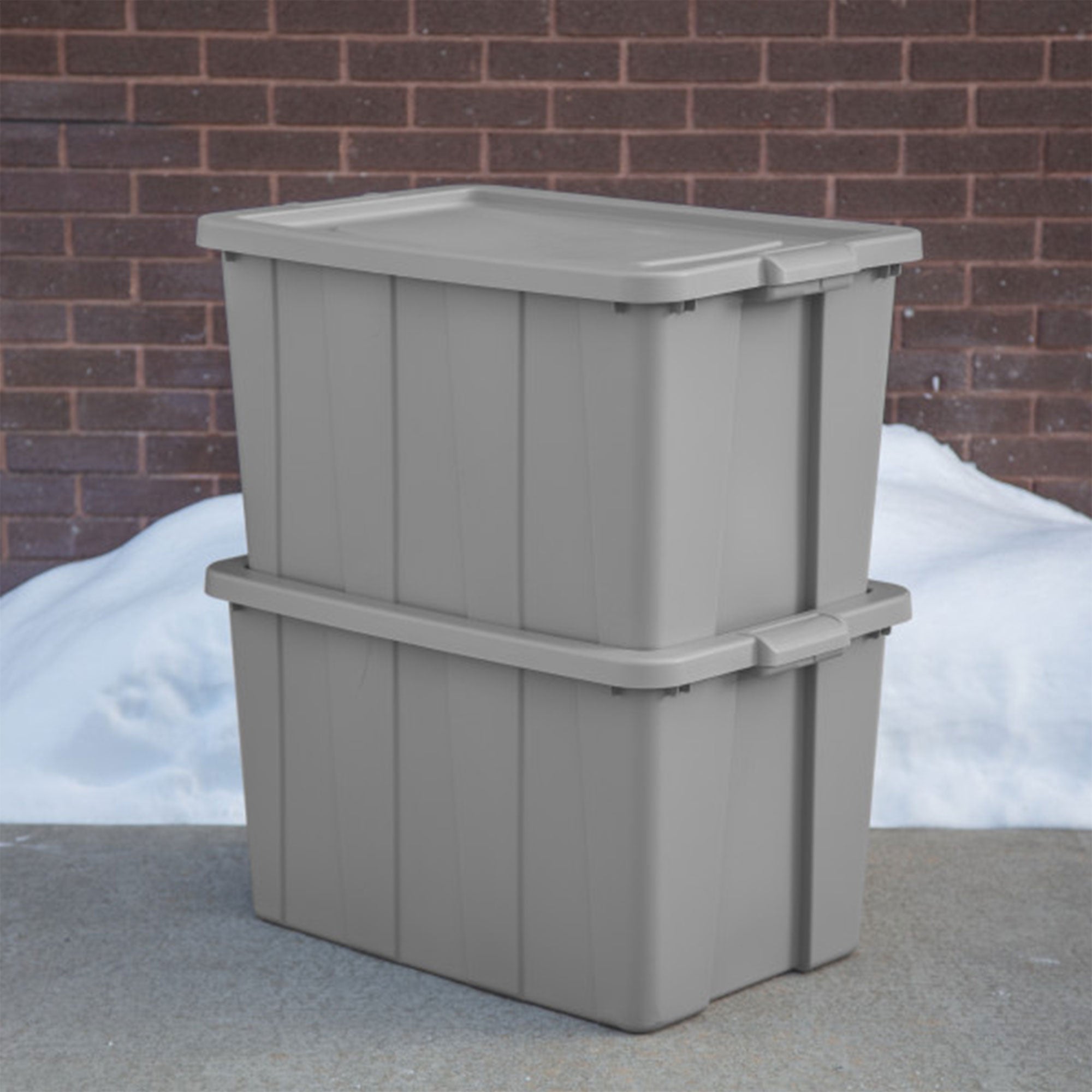 Sterilite 30 Gallon Tuff1 Storage Tote, Stackable Plastic Bin with Lid, 4 Pack - VMInnovations
