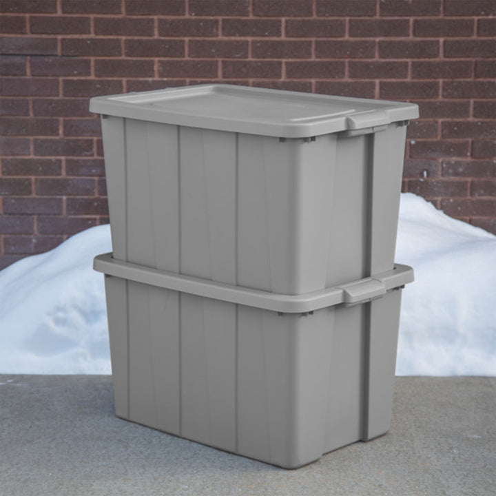 Sterilite 30 Gallon Tuff1 Storage Tote, Stackable Plastic Bin with Lid, 4 Pack - VMInnovations
