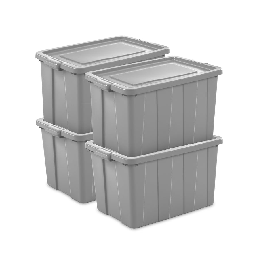 Sterilite 30 Gallon Tuff1 Storage Tote, Stackable Plastic Bin with Lid, 4 Pack - VMInnovations