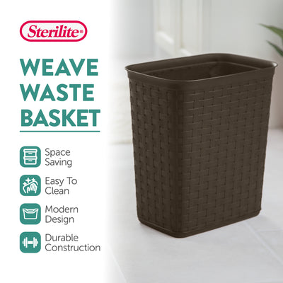 Sterilite Weave 3.4 Gallon Plastic Home & Office Wastebasket Trash Can (12 Pack)