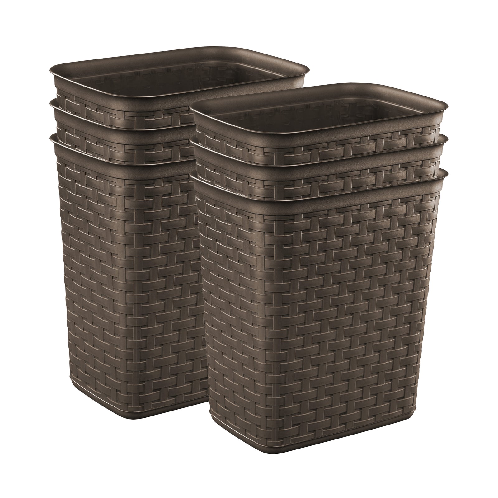 Sterilite Weave 3.4 Gallon Plastic Home/Office Wastebasket Trash Can (6 Pack) - VMInnovations