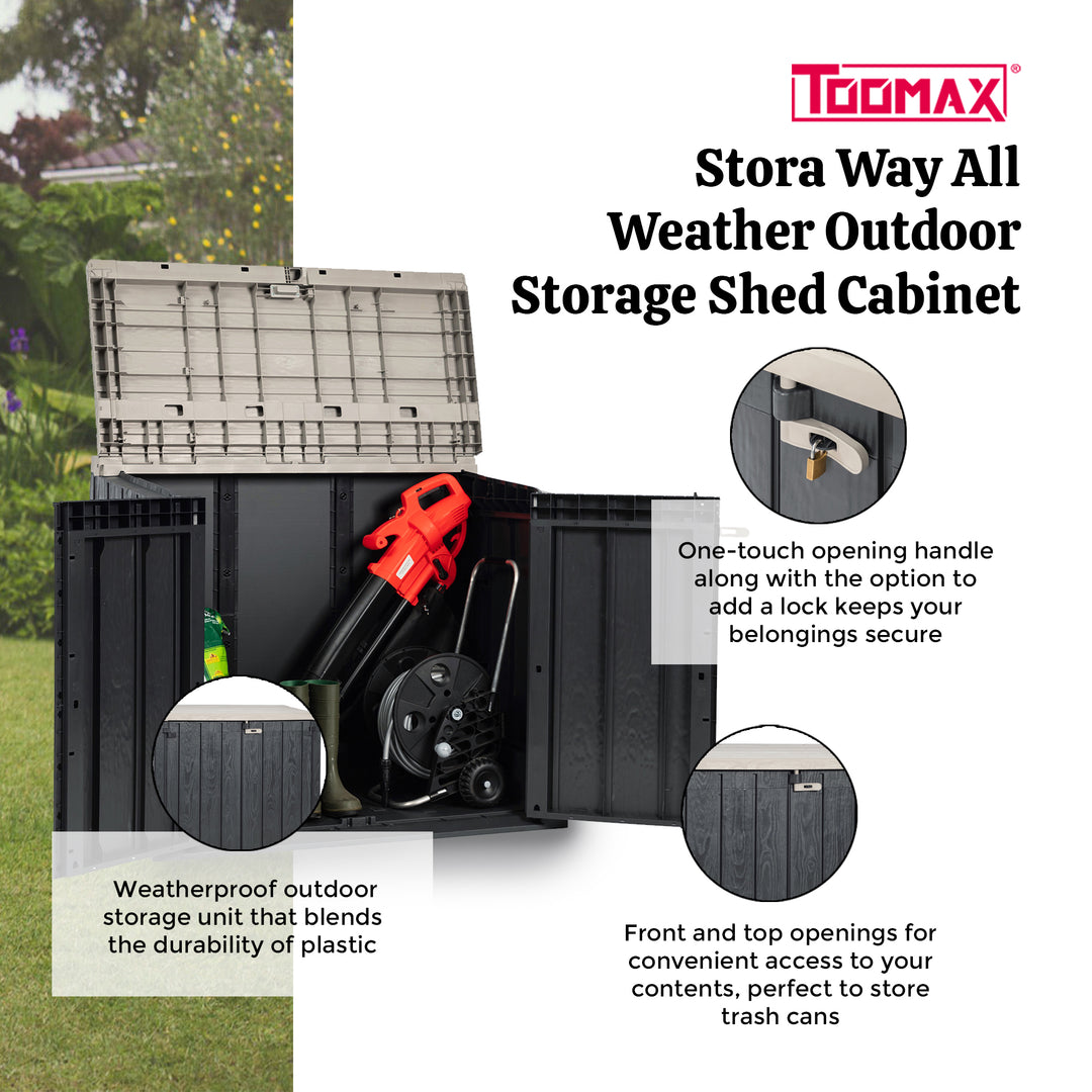Toomax Stora Way All-Weather Horizontal Storage Shed Cabinet, 30 cu ft(Open Box) - VMInnovations