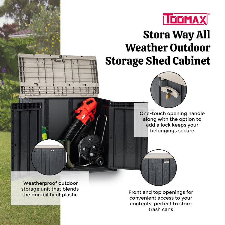 Toomax Stora Way All-Weather Horizontal Storage Shed Cabinet, 30 cu ft(Open Box) - VMInnovations