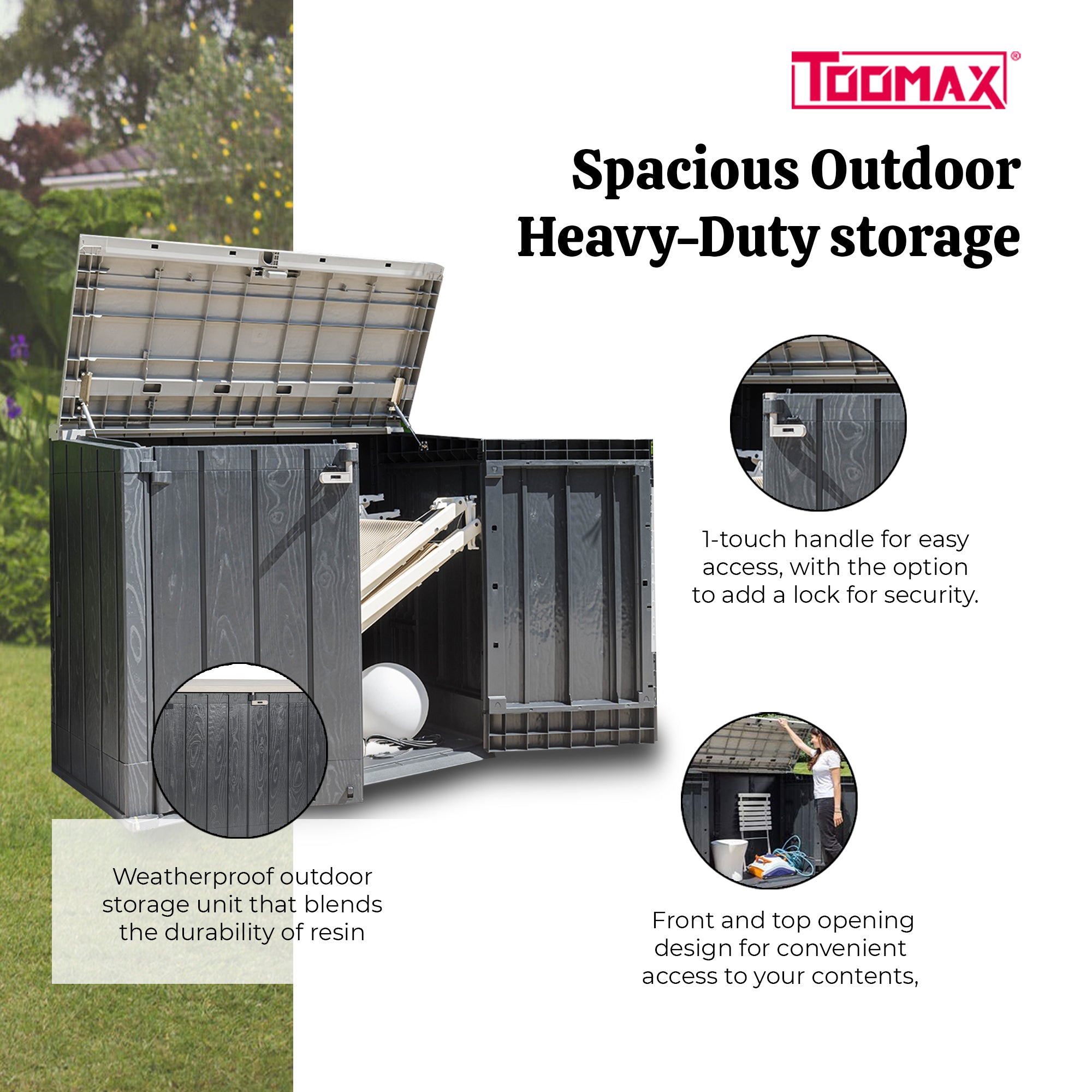 Toomax Storer Plus XL 44 Cu Ft Weather Resistant Storage Shed Cabinet(For Parts) - VMInnovations