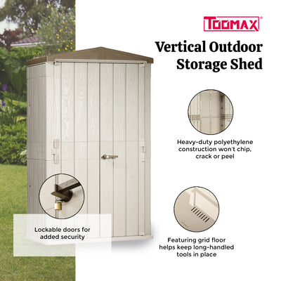 Toomax Lockable Garden Plastic Vertical Storage Shed Cabinet, 76 cu ft. (Used)