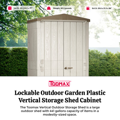 Toomax Lockable Garden Plastic Vertical Storage Shed Cabinet, 76 cu ft. (Used) - VMInnovations
