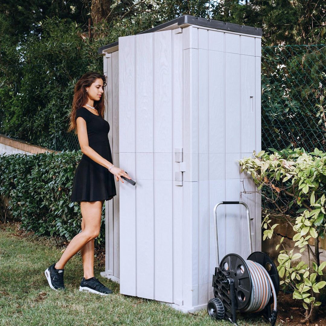 Toomax Lockable Outdoor Garden Plastic Vertical Storage Shed Cabinet, 76 Cu Ft.