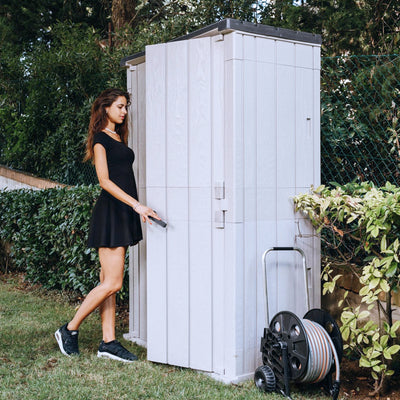 Toomax Lockable Outdoor Garden Plastic Vertical Storage Shed Cabinet, 76 Cu Ft. - VMInnovations