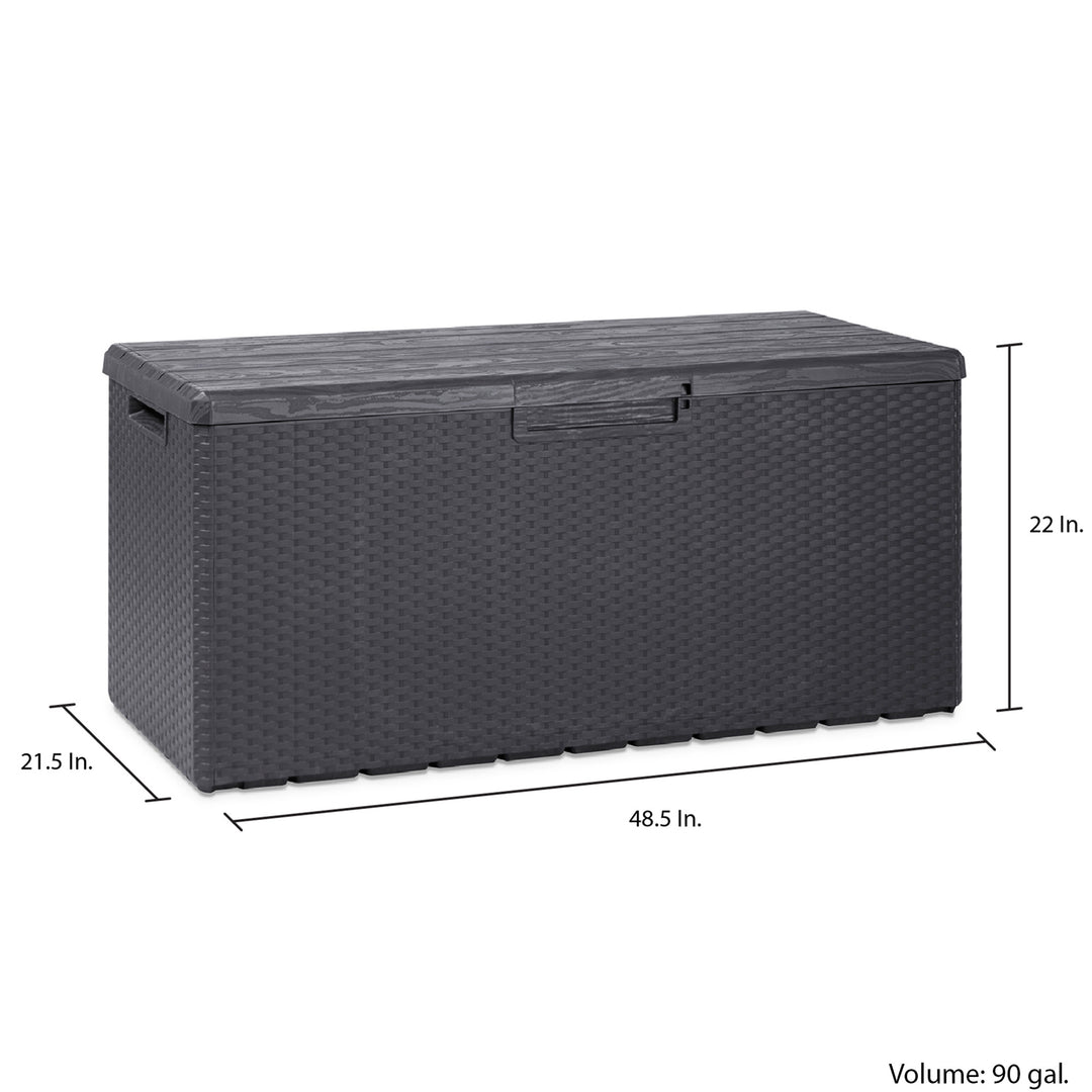 Toomax Z175E097 Weather Resistant Resin 90G Deck Box, Gray Black (Open Box)