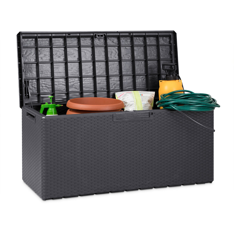 Toomax Portofino Weather Resistant Resin 90 Gal Deck Box, Gray Black (Damaged)