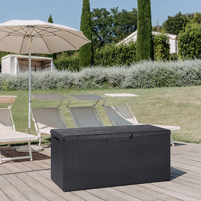 Toomax Z175E097 Weather Resistant Resin 90G Deck Box, Gray Black (Open Box) - VMInnovations