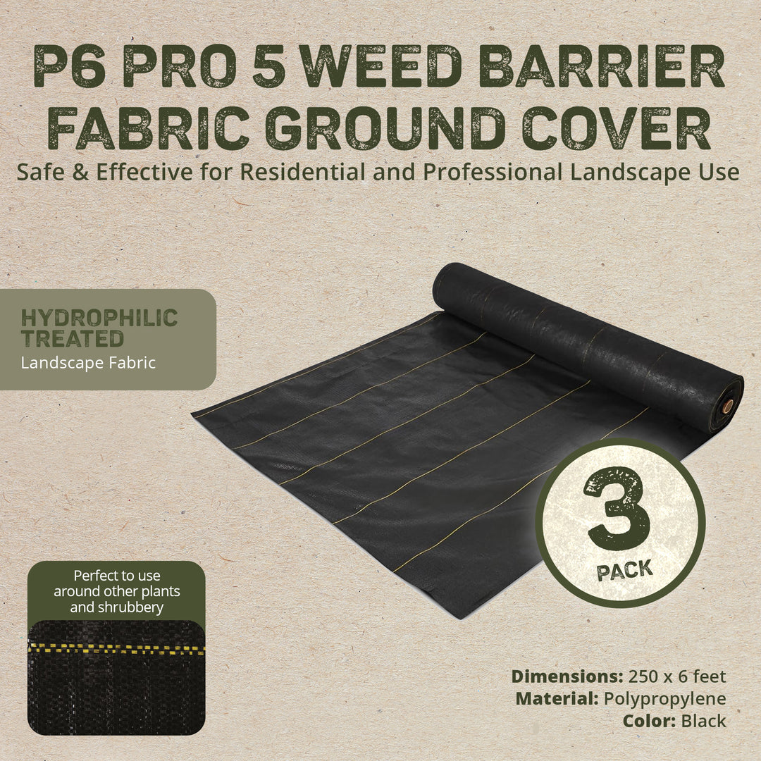 DeWitt P6 Pro 5 Commercial Landscape 5-Oz Barrier Fabric, 6 x 250' (3 Pack)
