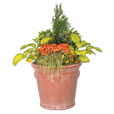 Suncast Waterton 18 Inch Resin Round Decorative Flower Pot Planter (2 Pack)
