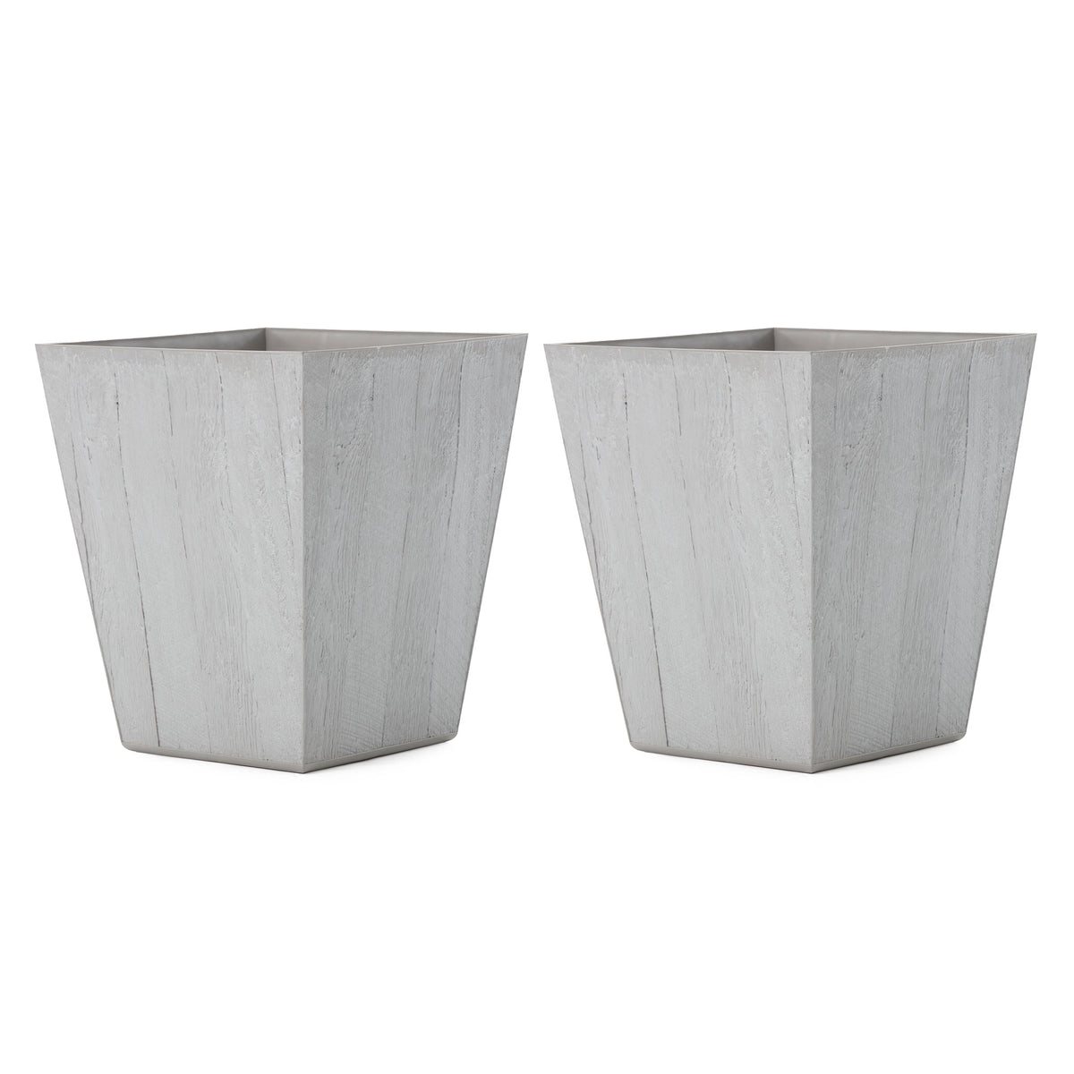 Suncast 16 Inch Farmington Decorative Rustic Wood Finish Garden Planter (2 Pack)