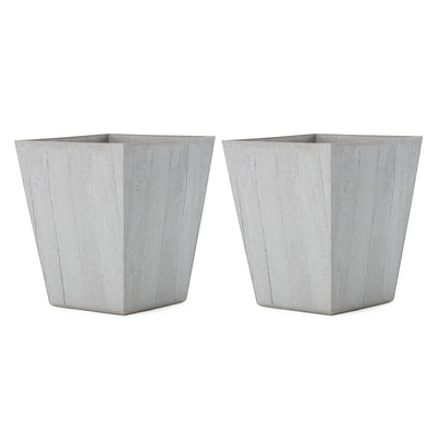 Suncast 16 Inch Farmington Decorative Rustic Wood Finish Garden Planter (2 Pack)