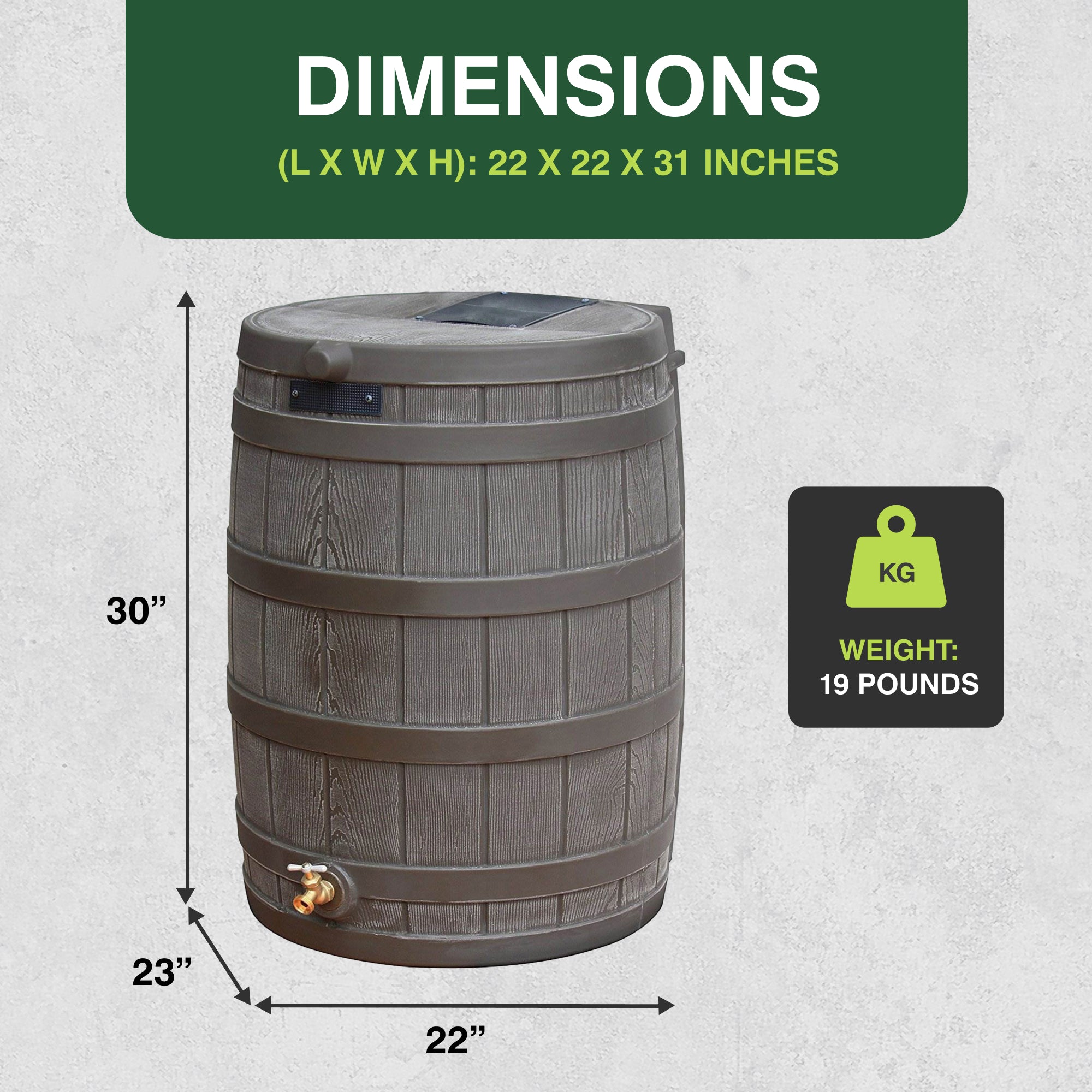 Good Ideas Rain Wizard 50 Gallon Plastic Rain Barrel with Brass Spigot (4 Pack)