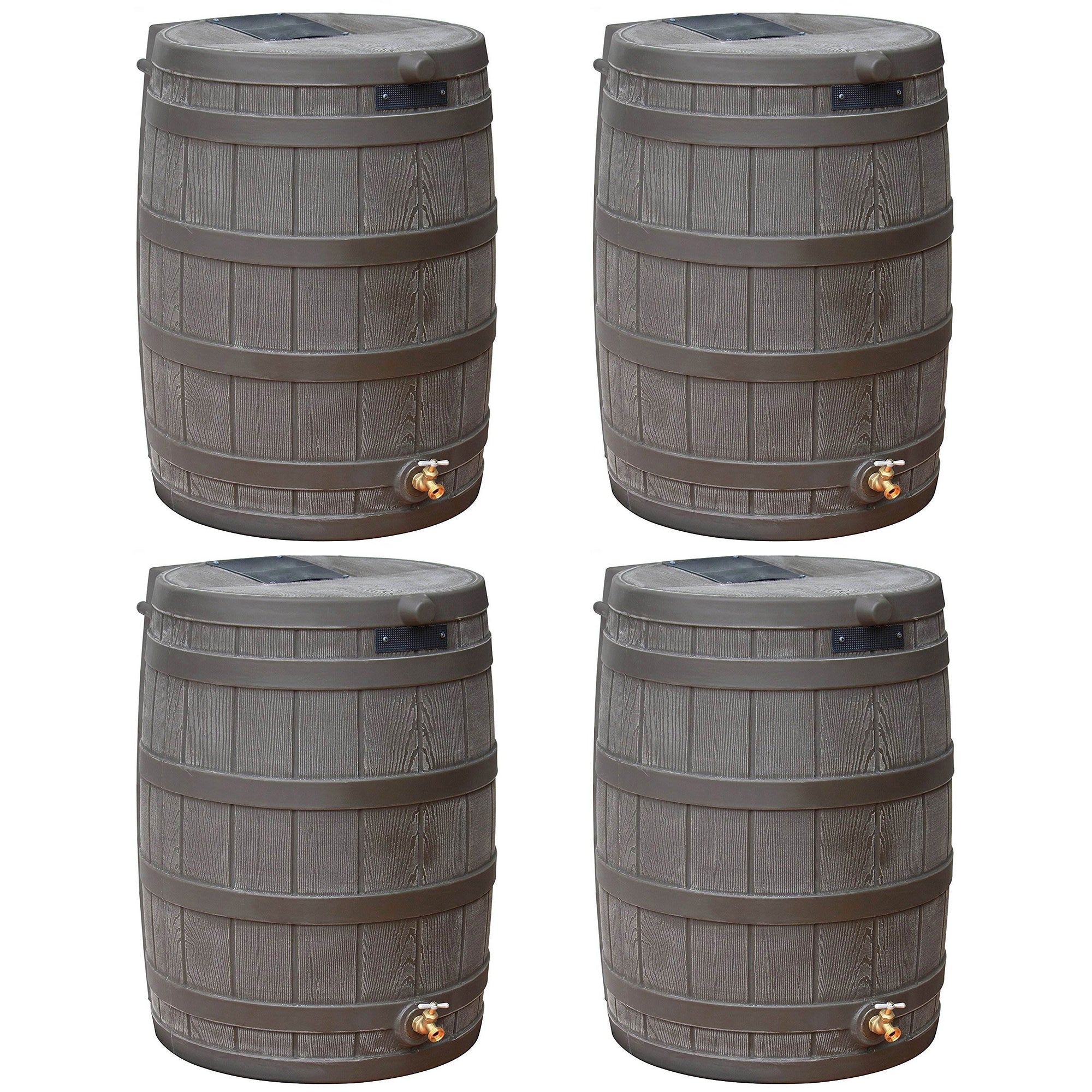 Good Ideas Rain Wizard 50 Gallon Plastic Rain Barrel with Brass Spigot (4 Pack)