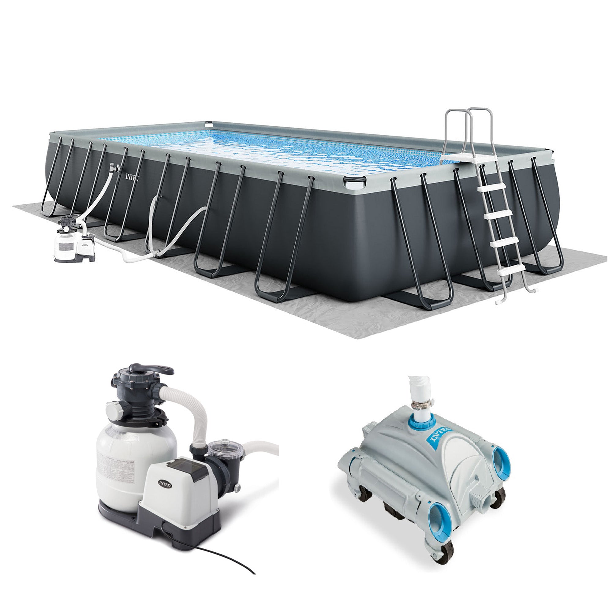 Intex Ultra XTR 24ft x 12ft x 52in Rectangular Frame Pool & Sand Vacuum Cleaner - VMInnovations