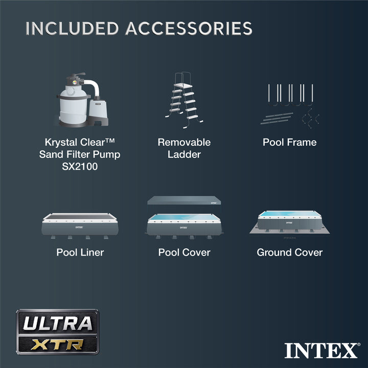 Intex Ultra XTR 24ft x 12ft x 52in Rectangular Frame Pool & Sand Vacuum Cleaner